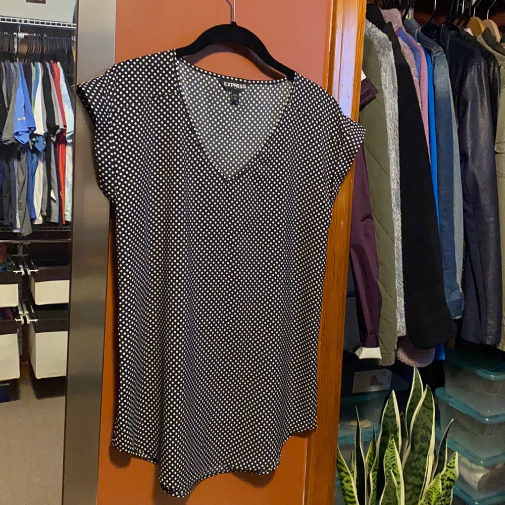Black and White Polkadot Express Blouse